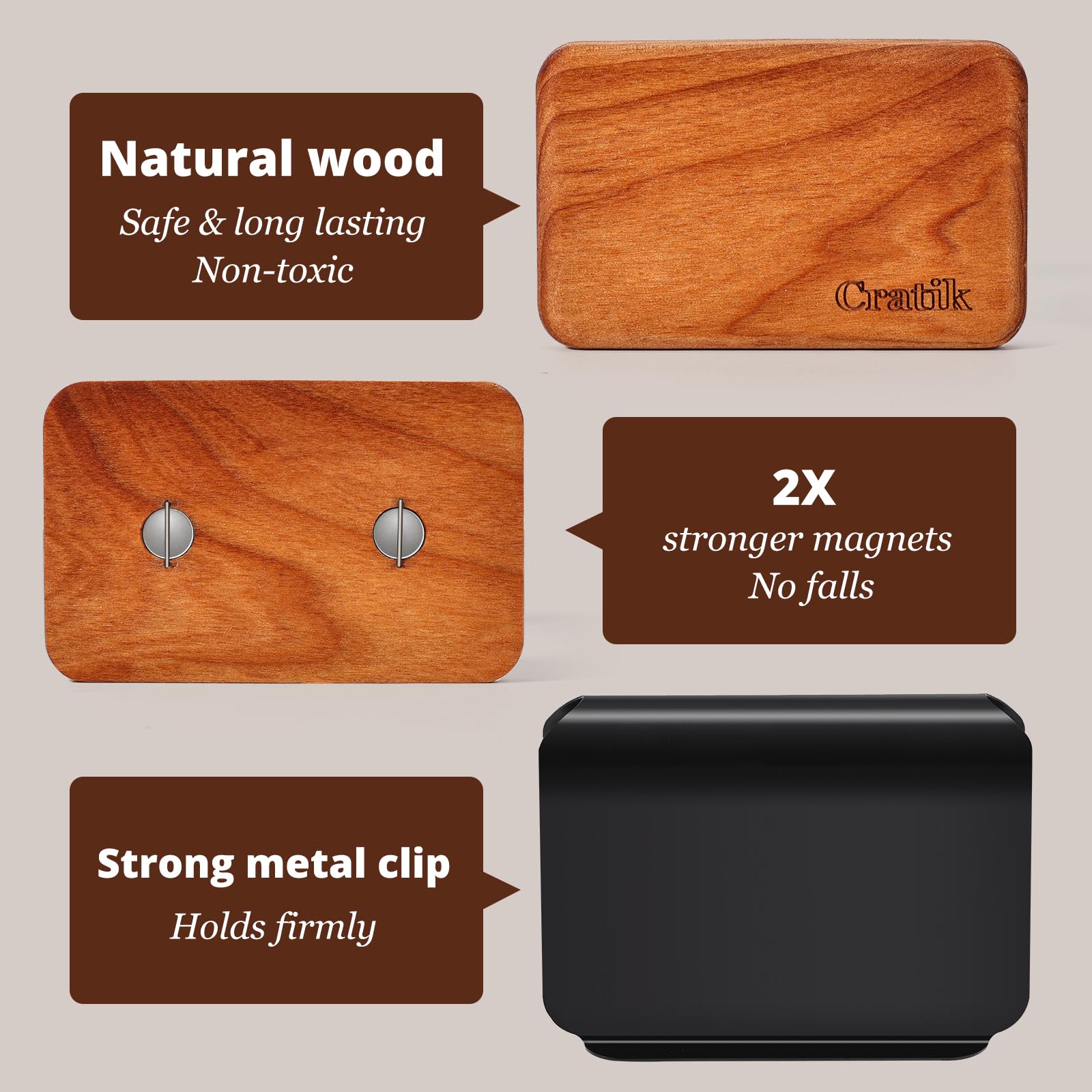 CRATIK visor clip magnet attachment for easy secure placement in your car.