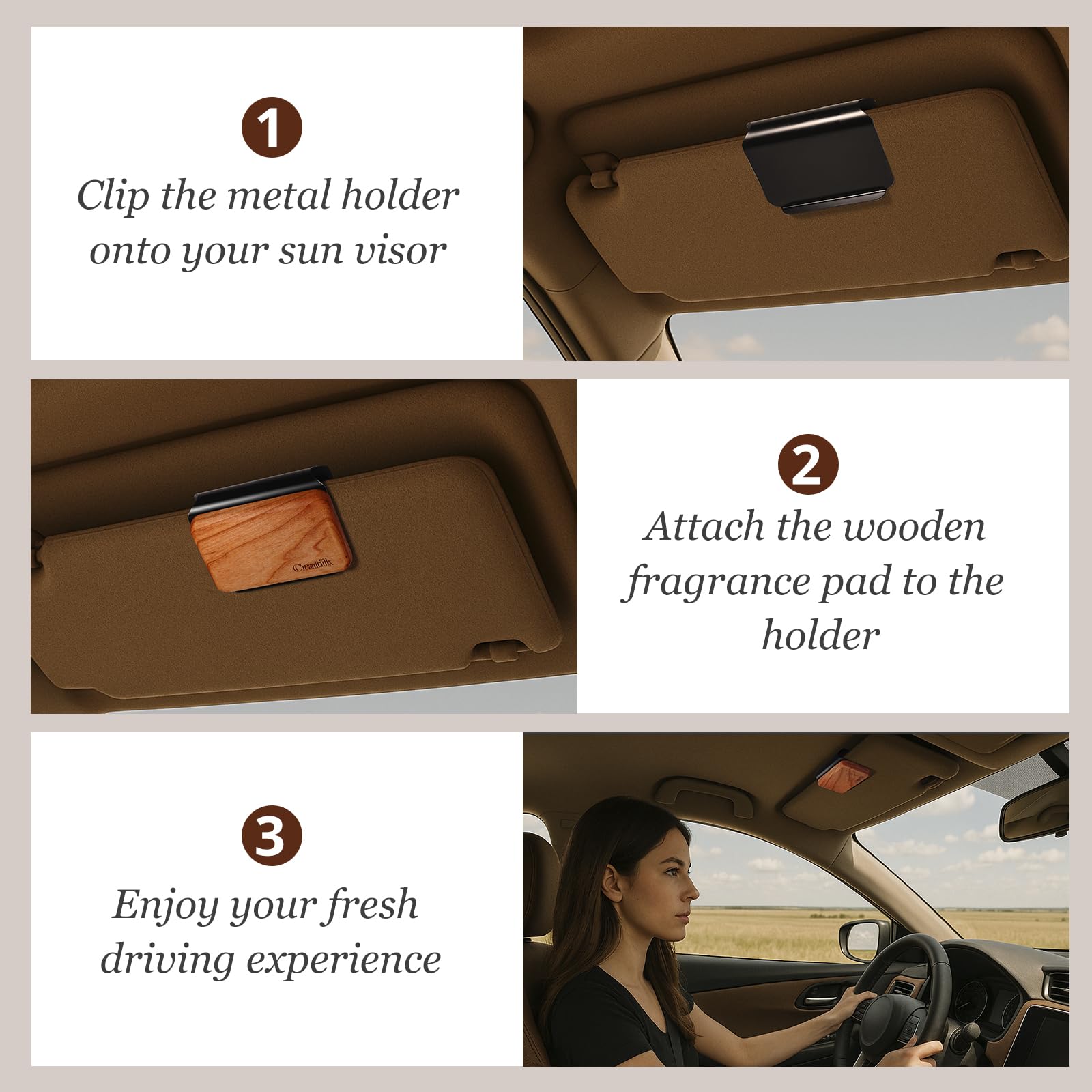 CRATIK visor clip with metal housing for a tidy cabin appearance.