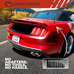 Close-up of CravenSpeed Stubby antenna showing billet aluminum craftsmanship