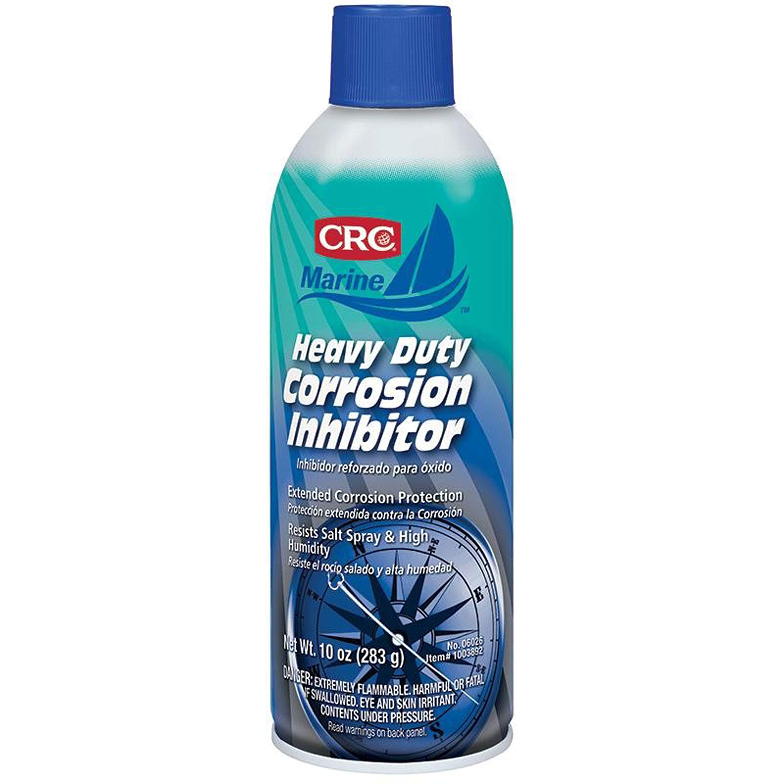 CRC 06026 Heavy Duty Corrosion Inhibitor bottle applying protective layer on metal surface