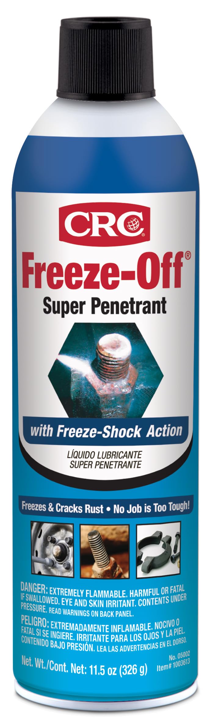 CRC Freeze-Off Super Penetrant aerosol can cooling on contact to crack rust and penetrate deeper.