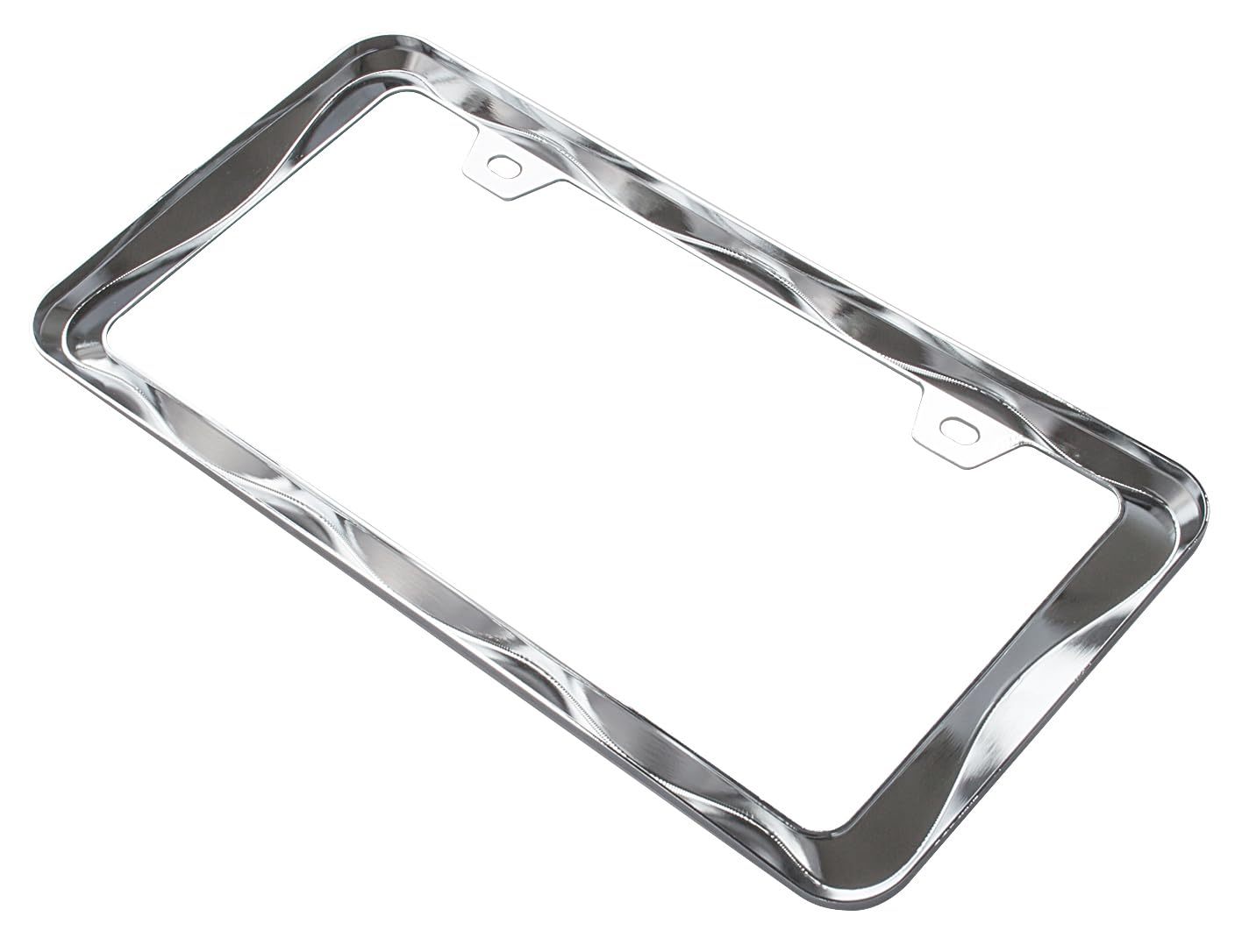 Creathome 3D Curly Wave chrome license frame internal mounting detail