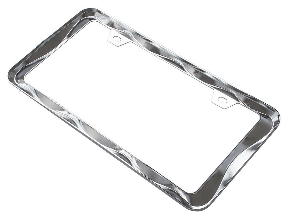 Creathome 3D Curly Wave chrome license frame internal mounting detail