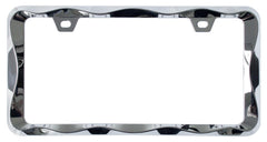 Creathome 3D Curly Wave chrome license frame side view adds sleek profile