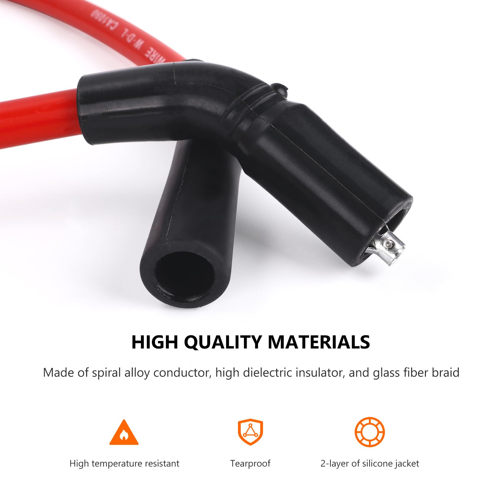 Creative.C spark plug wires with red silicone jacket, heat resistant and durable