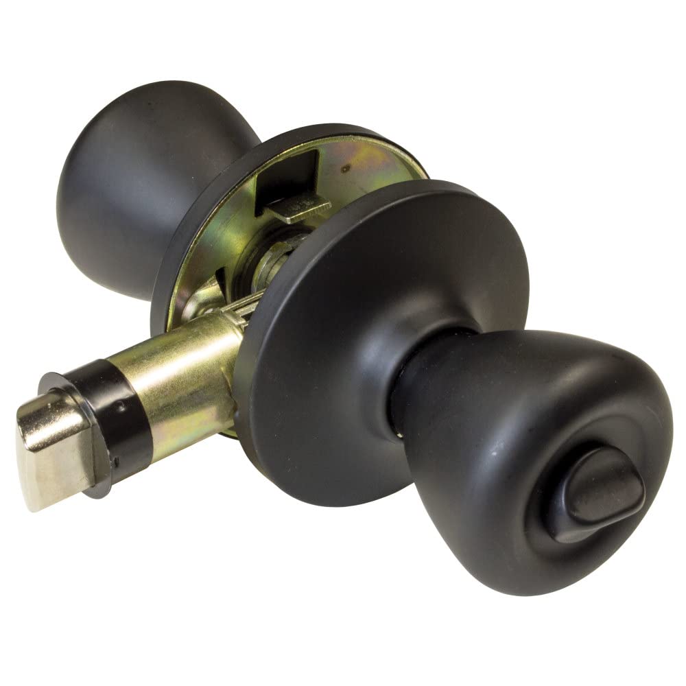 Creative Products Group LSK-C3-MB locking knob set, matte black, for privacy on RV doors.