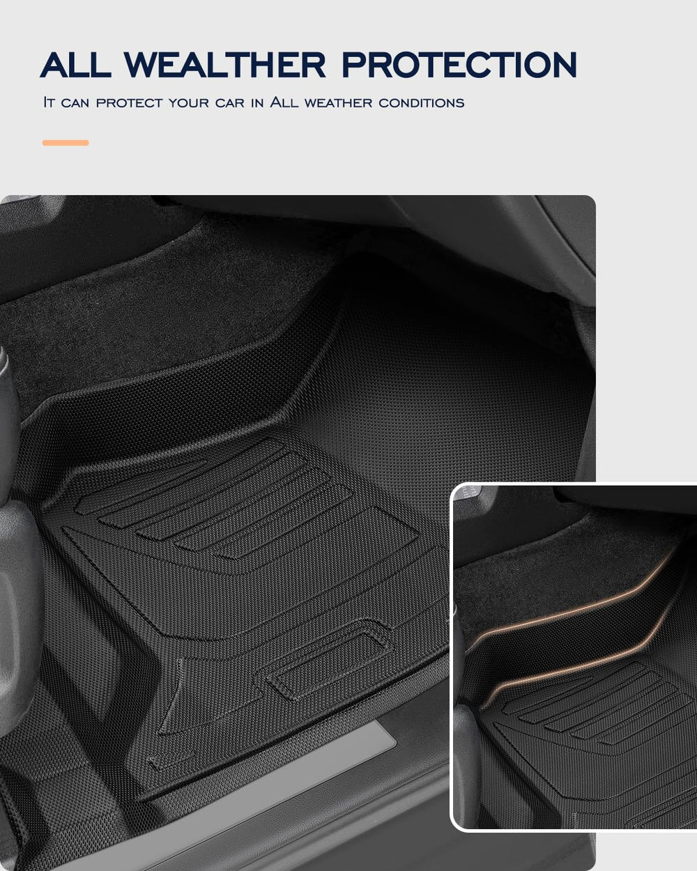 CreekT floor mats guard against spills and dirt during road trips.