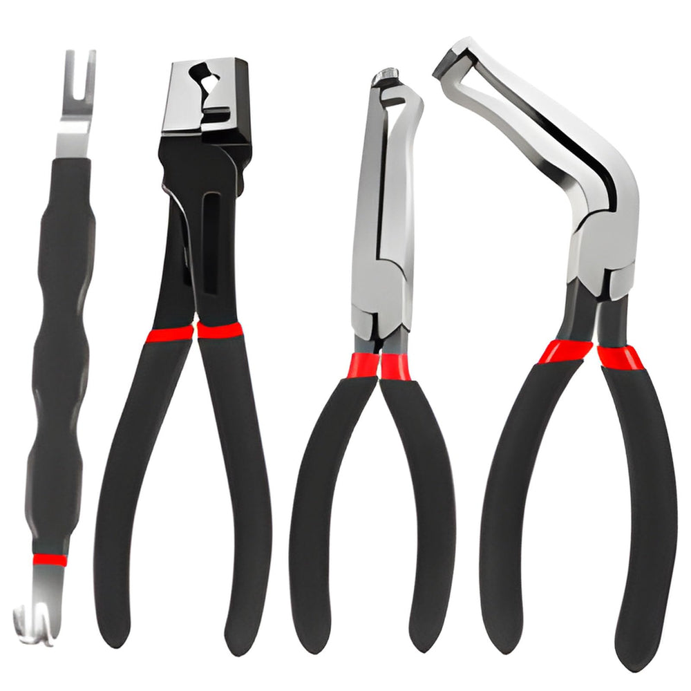 CRELYSTER 4-piece disconnect pliers in hand enabling quick automotive connector work