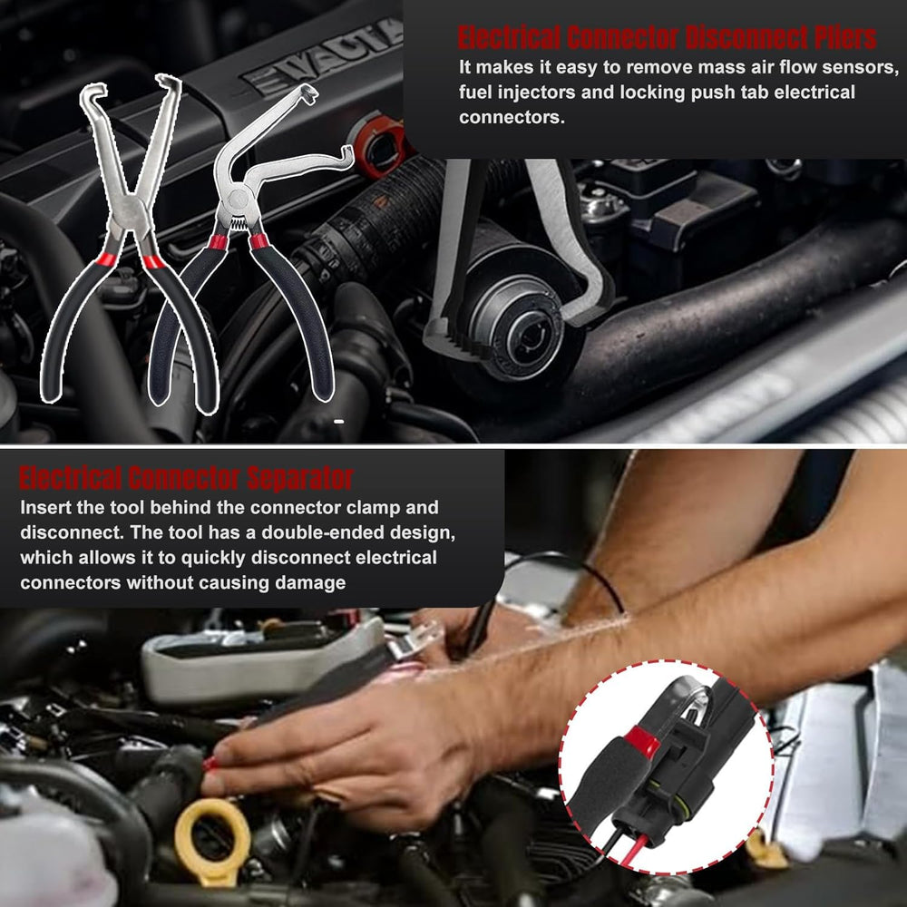 CRELYSTER 60-degree pliers 37980 provide access to tight engine bays