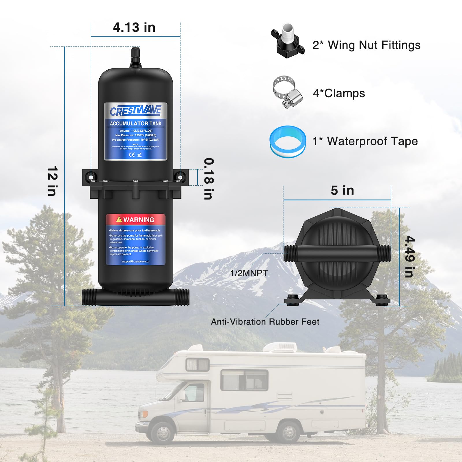 CRESTWAVE 1L system installation in RV or boat scenarios