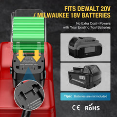 CrestWave fuel transfer setup showing 41-inch hose and adapters for universal can compatibility.