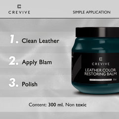 CREVIVE leather color restorer bundle shows included tools for best results.