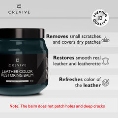 CREVIVE leather-restorer cloth demonstrates easy application on a sofa.