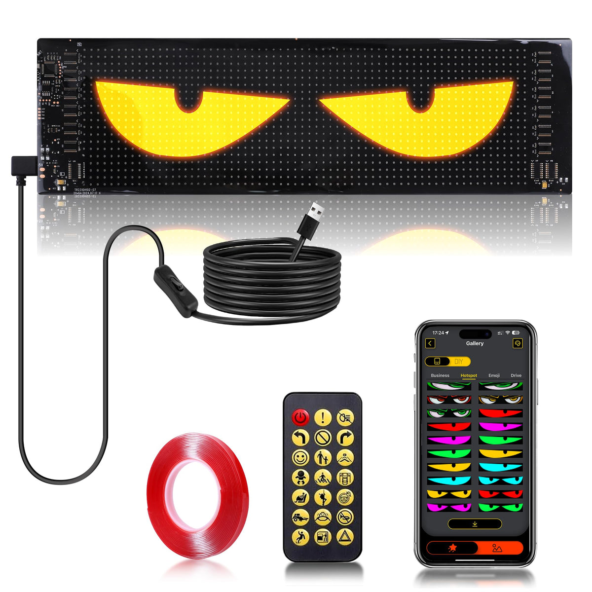 CRILEAL car eyes display front view with bright LED panel for daytime visibility