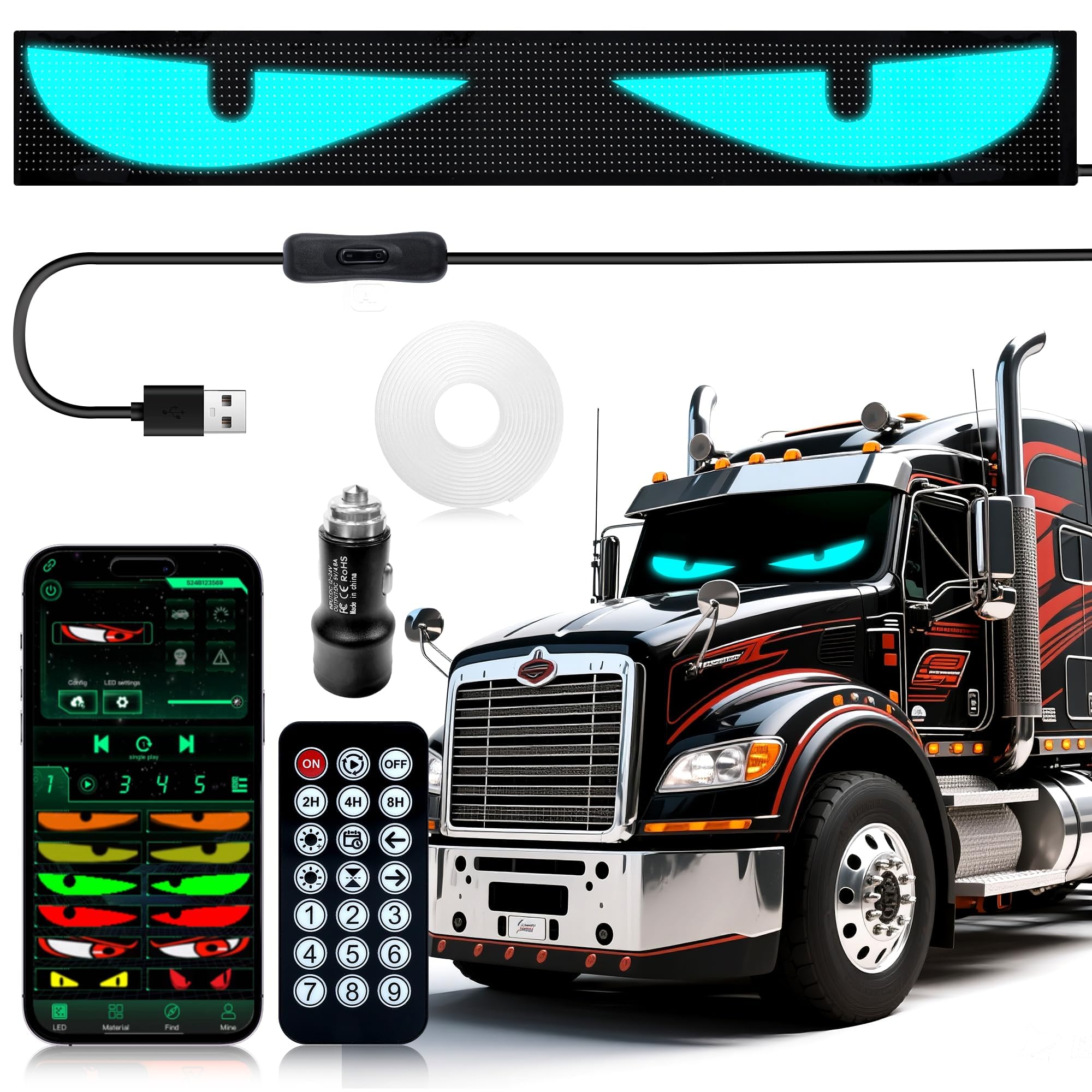 CRILEAL windshield LED eyes display front view for high visibility.
