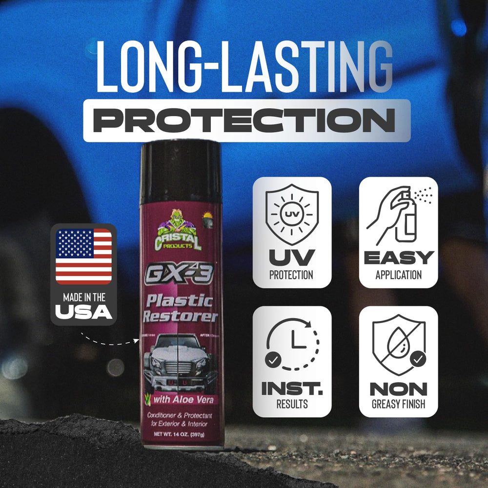 Cristal GX-3 exterior trim renewal reveals deeper restoration and darker finish.