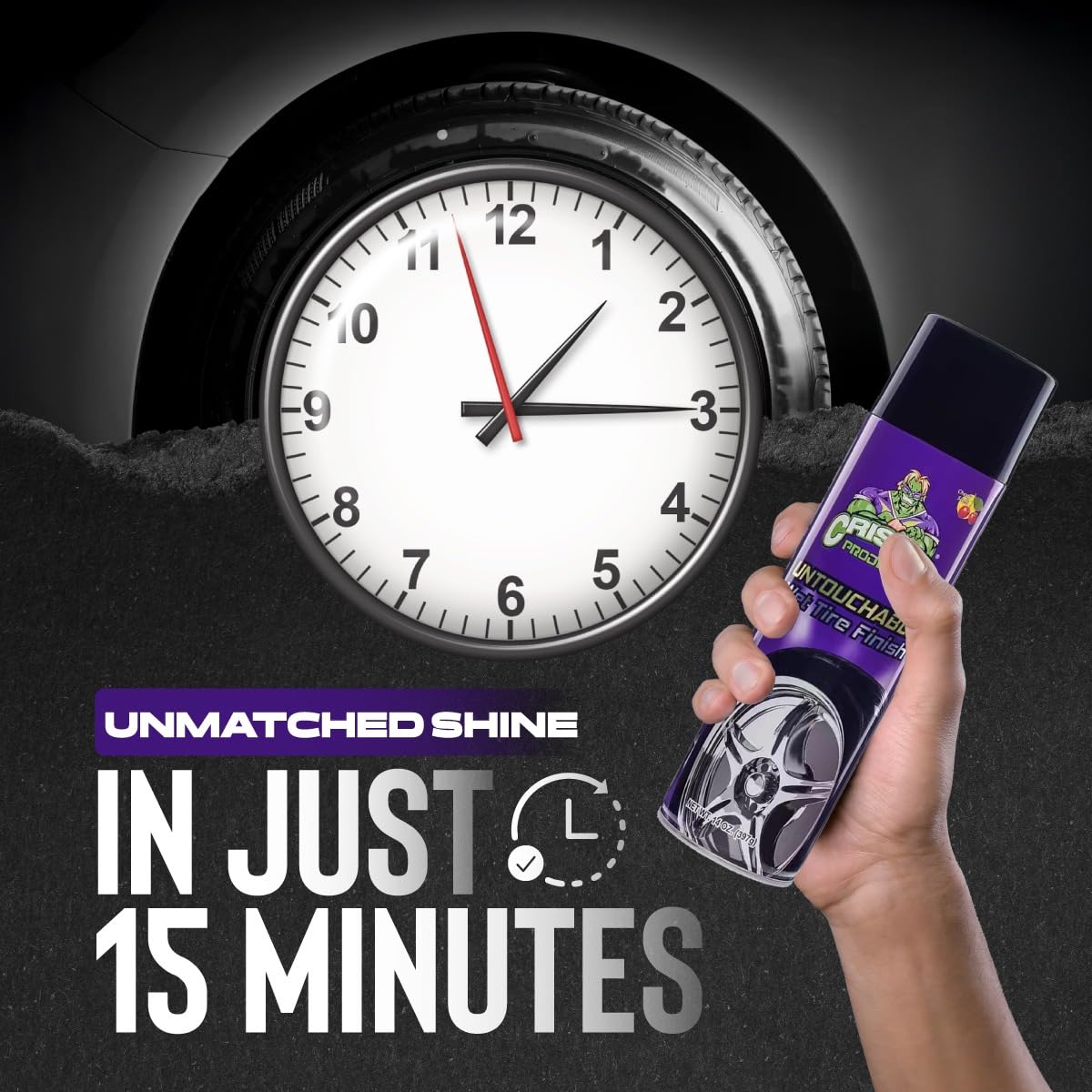 Cristal Products Untouchable Deep wet look with long-lasting coverage on tire surface.