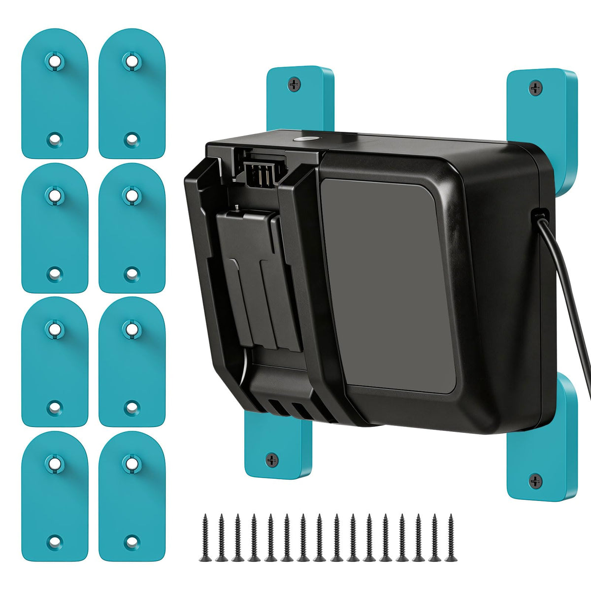 Crivnhar Makita DC18RC charger mounted in open-frame wall mount for better cooling