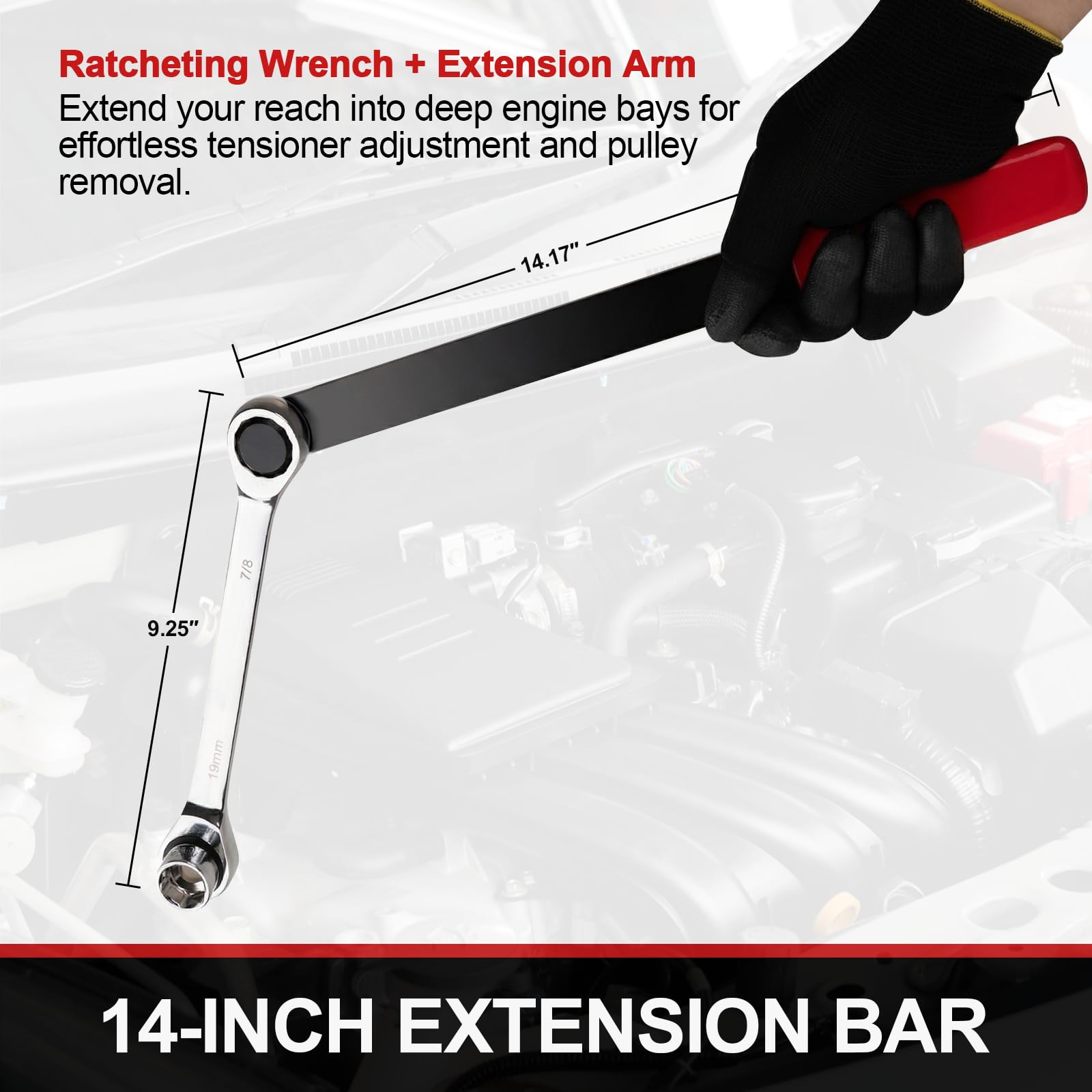 Crizendo 9 inch ratchet wrench supports smooth belt tensioner work