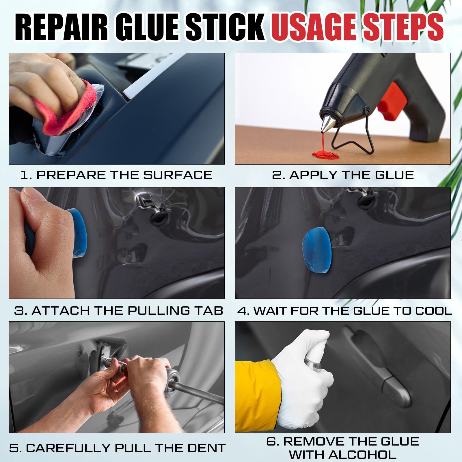 CroBlissful glue sticks ready for use on delicate car body parts.