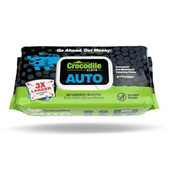Crocodile Cloth Auto Cleaning Wipes pack front view for quick mess cleanup.