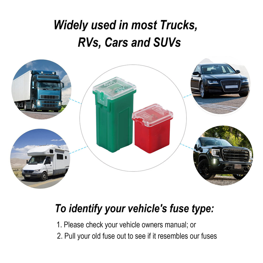 CrocSee micro car fuse collection covers 20-60 amps for various circuits.