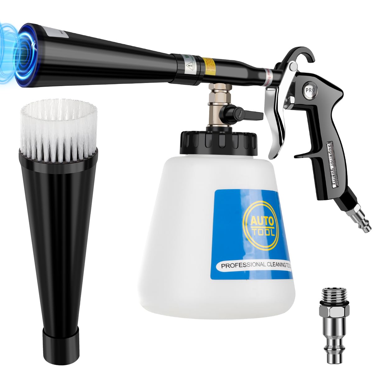 Cropyoyo car cleaning gun air nozzle demonstrates deep dust removal from vents and seams.