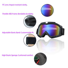 Crossbody dirt bike goggles with reinforced PC lenses for clarity
