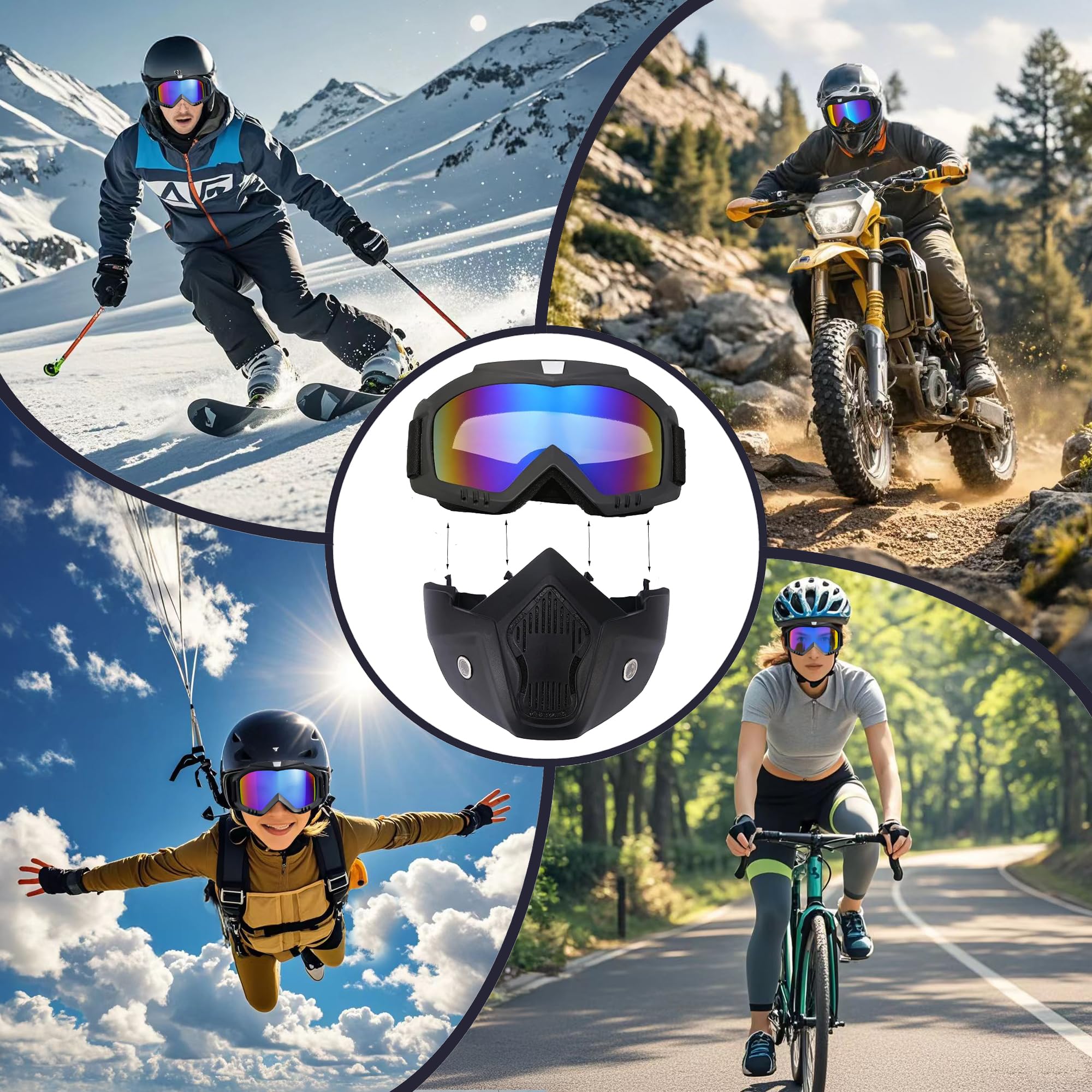 Crossbody goggles with removable mask for separate wearing