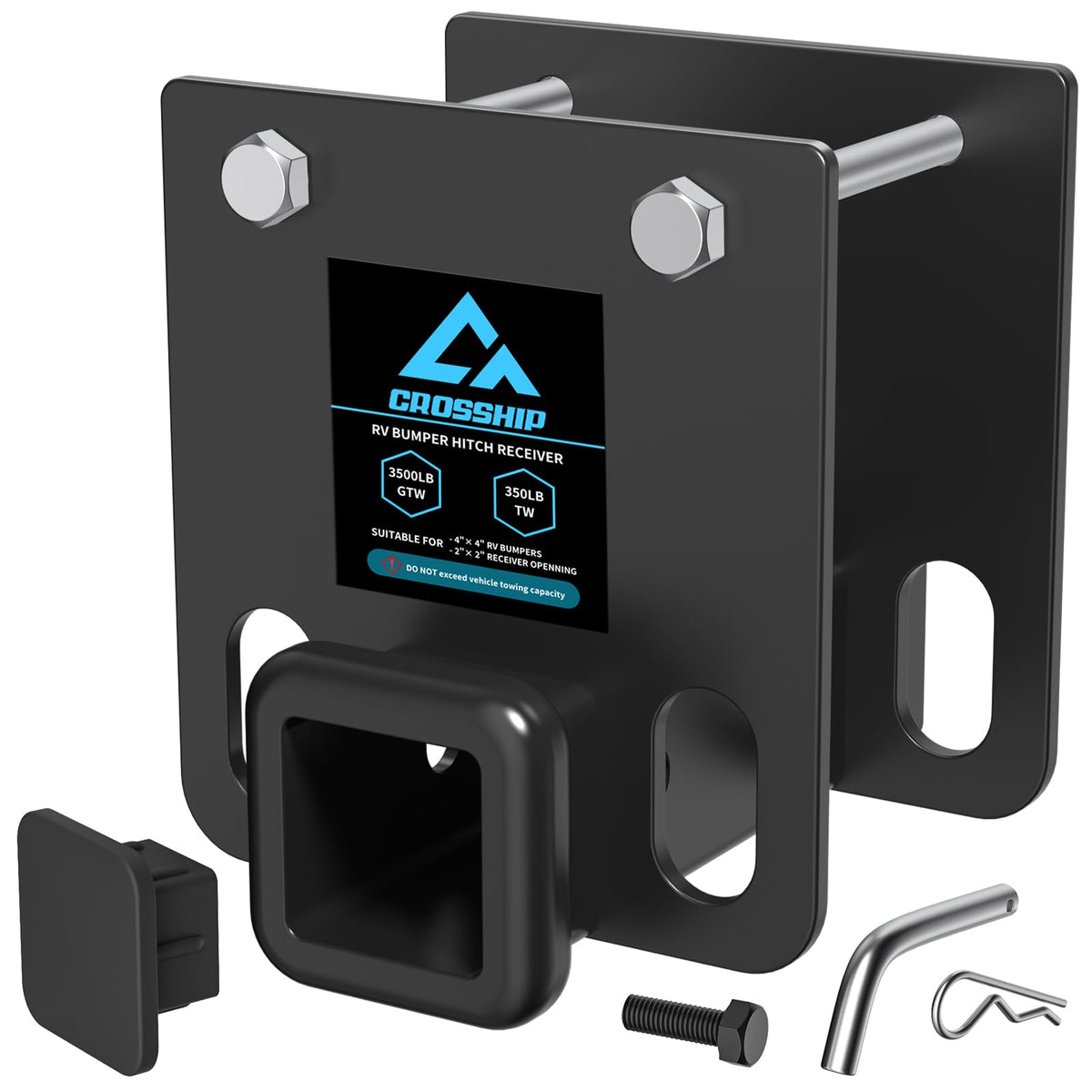 CROSSHIP RV bumper 2-inch receiver mounted on bumper for bike rack versatility