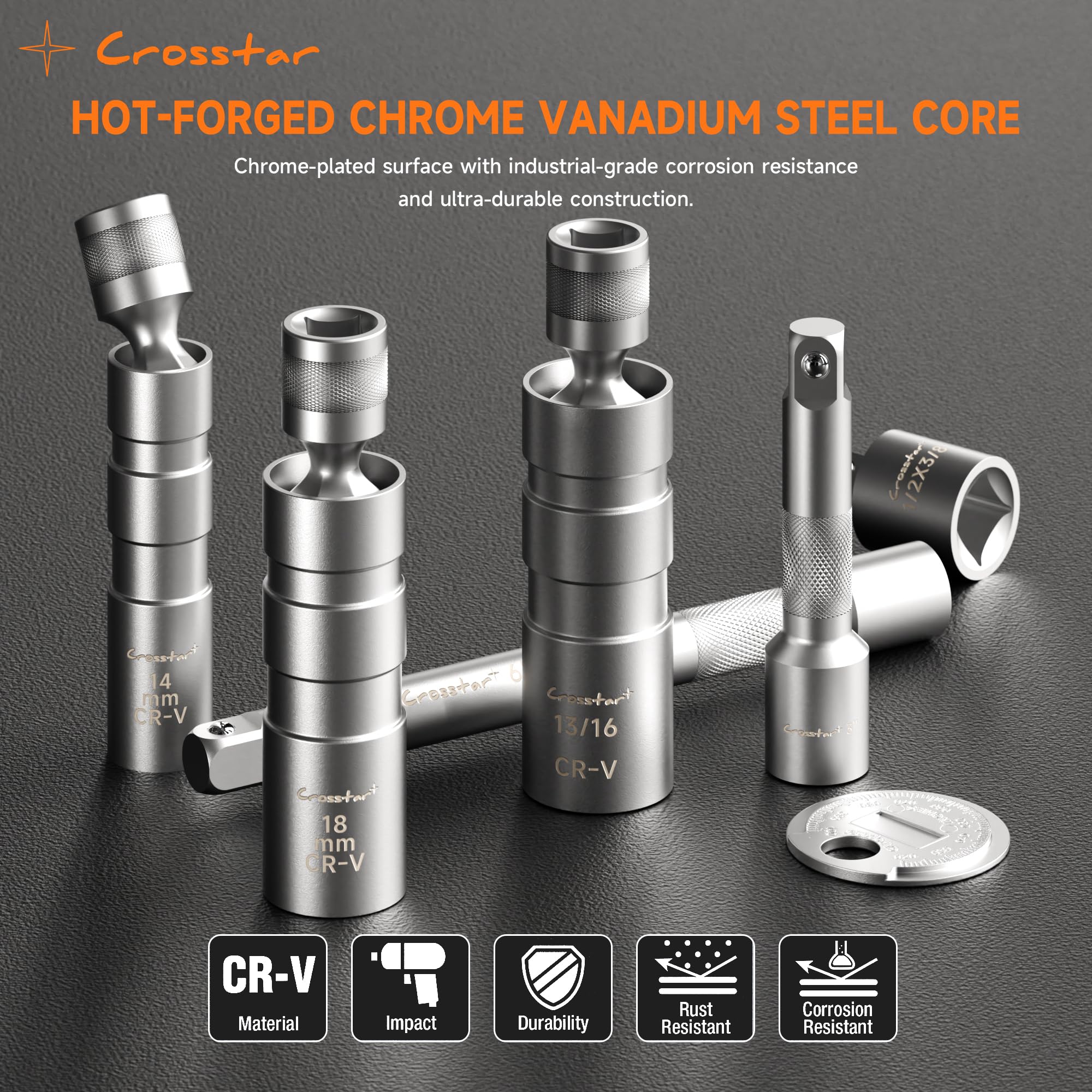 Crosstar spark plug socket 14mm with secure magnet hold