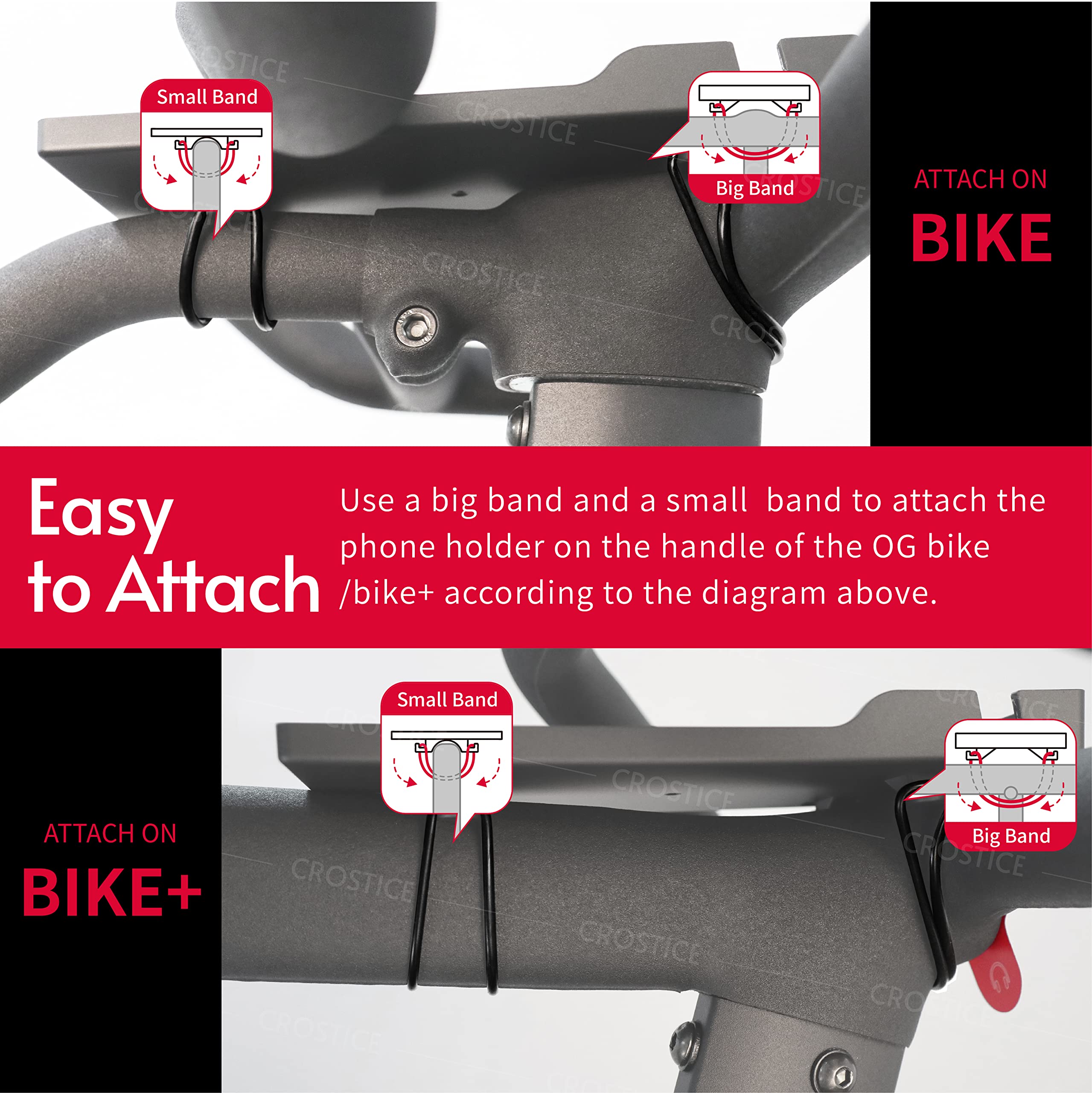Easy installation on Bike Plus demonstrates universal fit and quick adjustability.