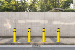 Crowd Control Warehouse Trafford bollard ground installation protects access and parking.
