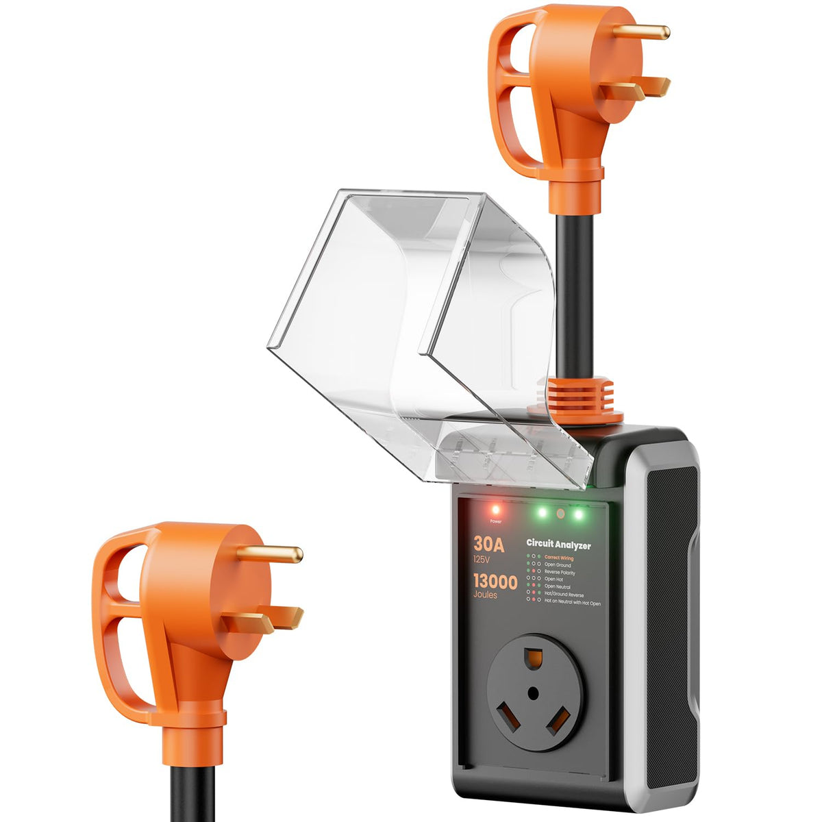 CRTBETLIF 30A RV surge protector ready for hookup and surge protection.