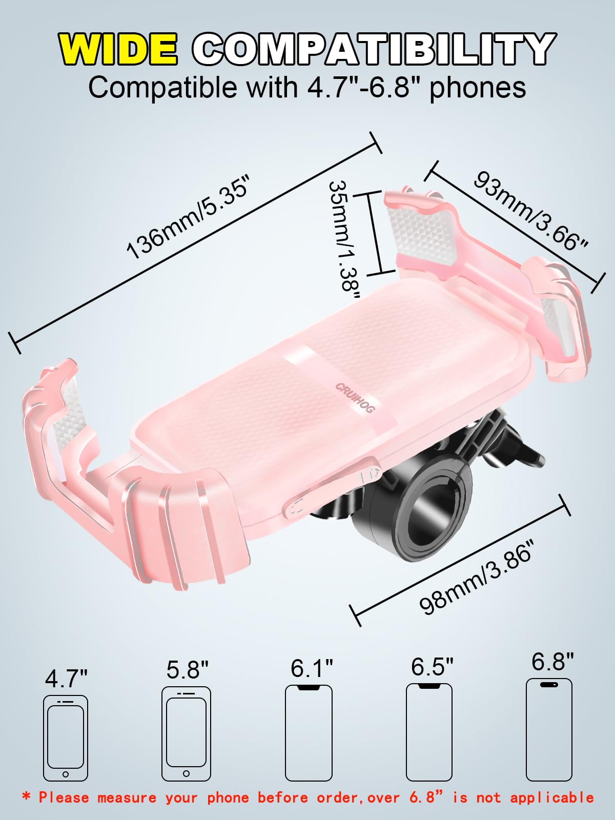 CRUIHOG tool-free installation with silicone pads for a snug fit.
