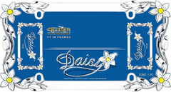 Cruiser Accessories daisy license frame side angle showing chrome shine
