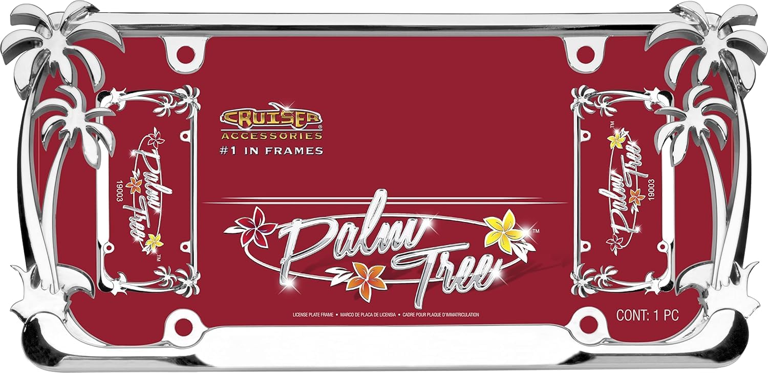 Cruiser Accessories license frame chrome 6x12 universal fit for standard plates.