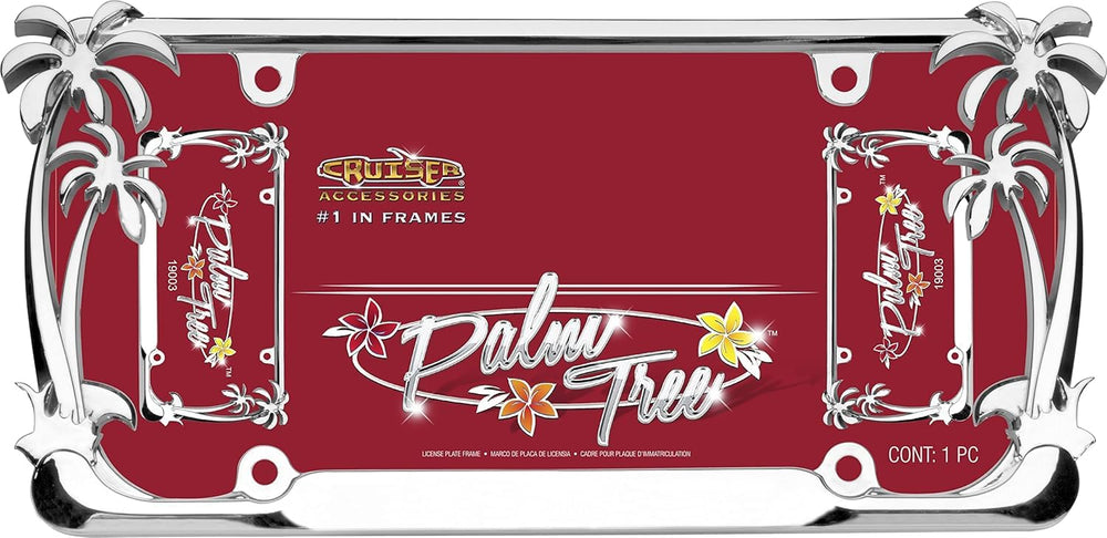 Cruiser Accessories license frame chrome 6x12 universal fit for standard plates.