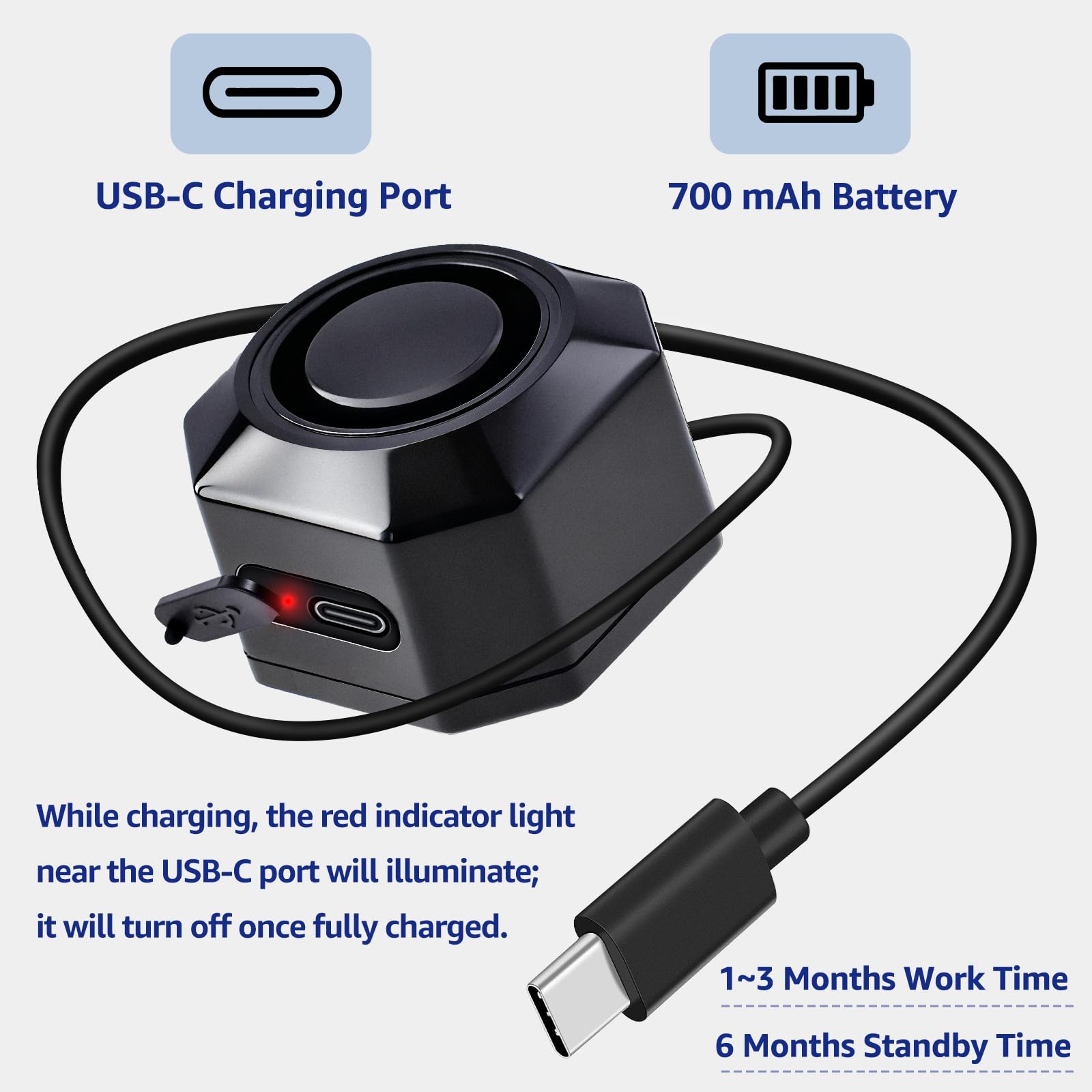 Cruxer IP65 waterproof design protects the alarm in rain and dust.