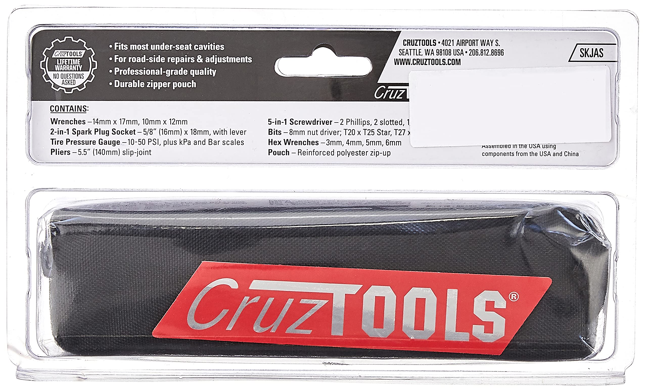 CruzTOOLS SKJAS SPEEDKIT tire gauge and pliers enable quick roadside tweaks.