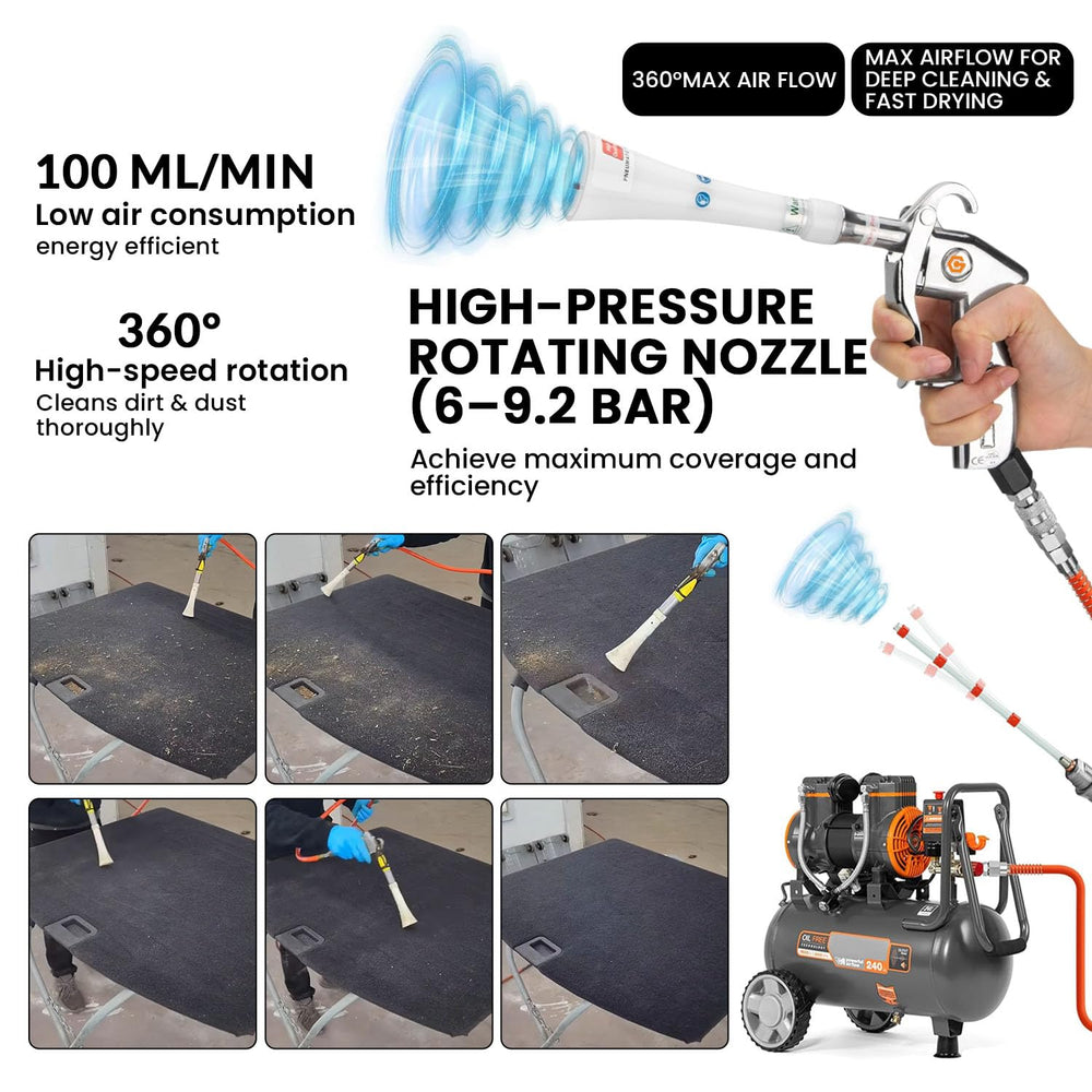 CrysGuard ProClean 360 high-pressure air blast for vents and dashboards.