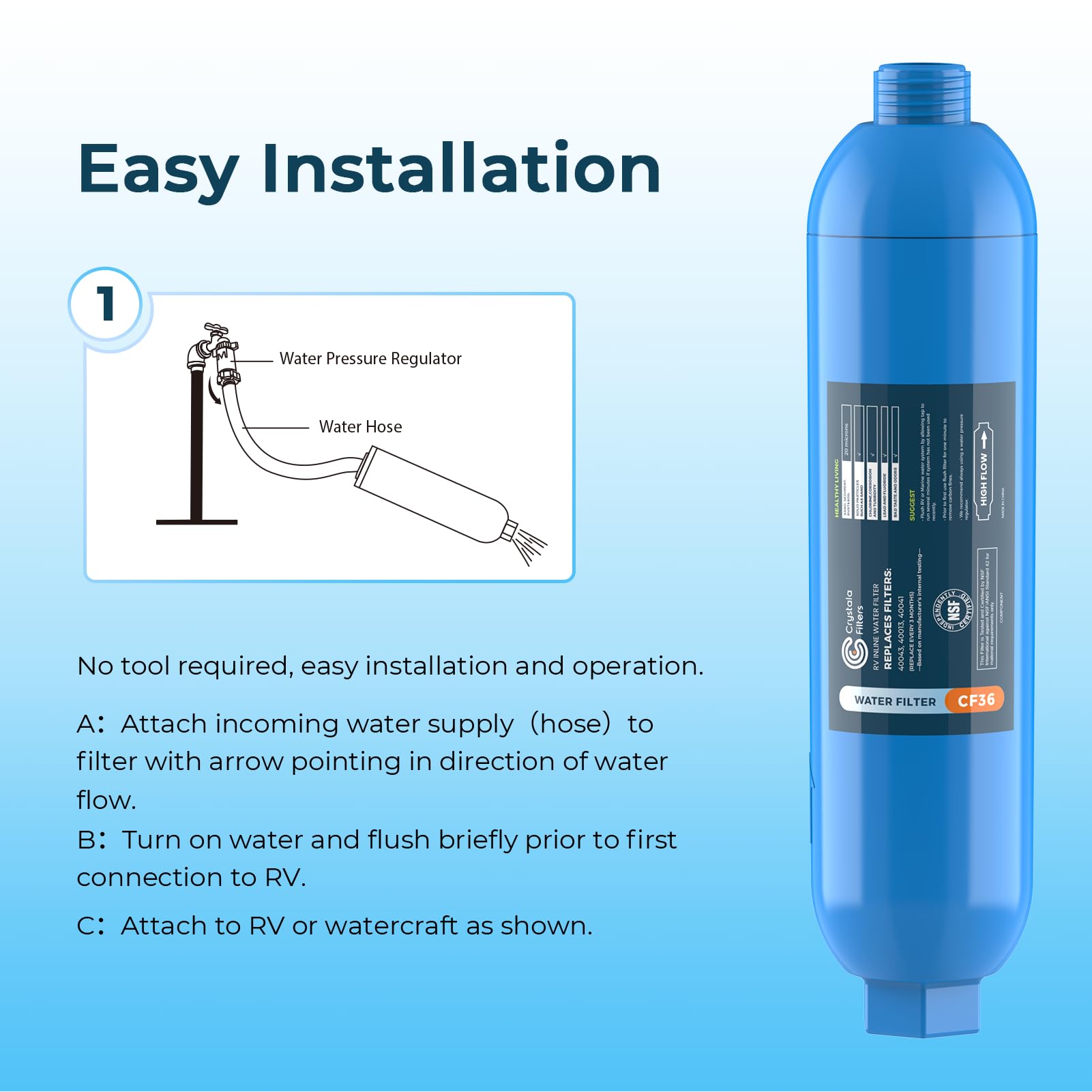 Crystala silicone gasket at the bottom end improves sealing and reduces leaks.
