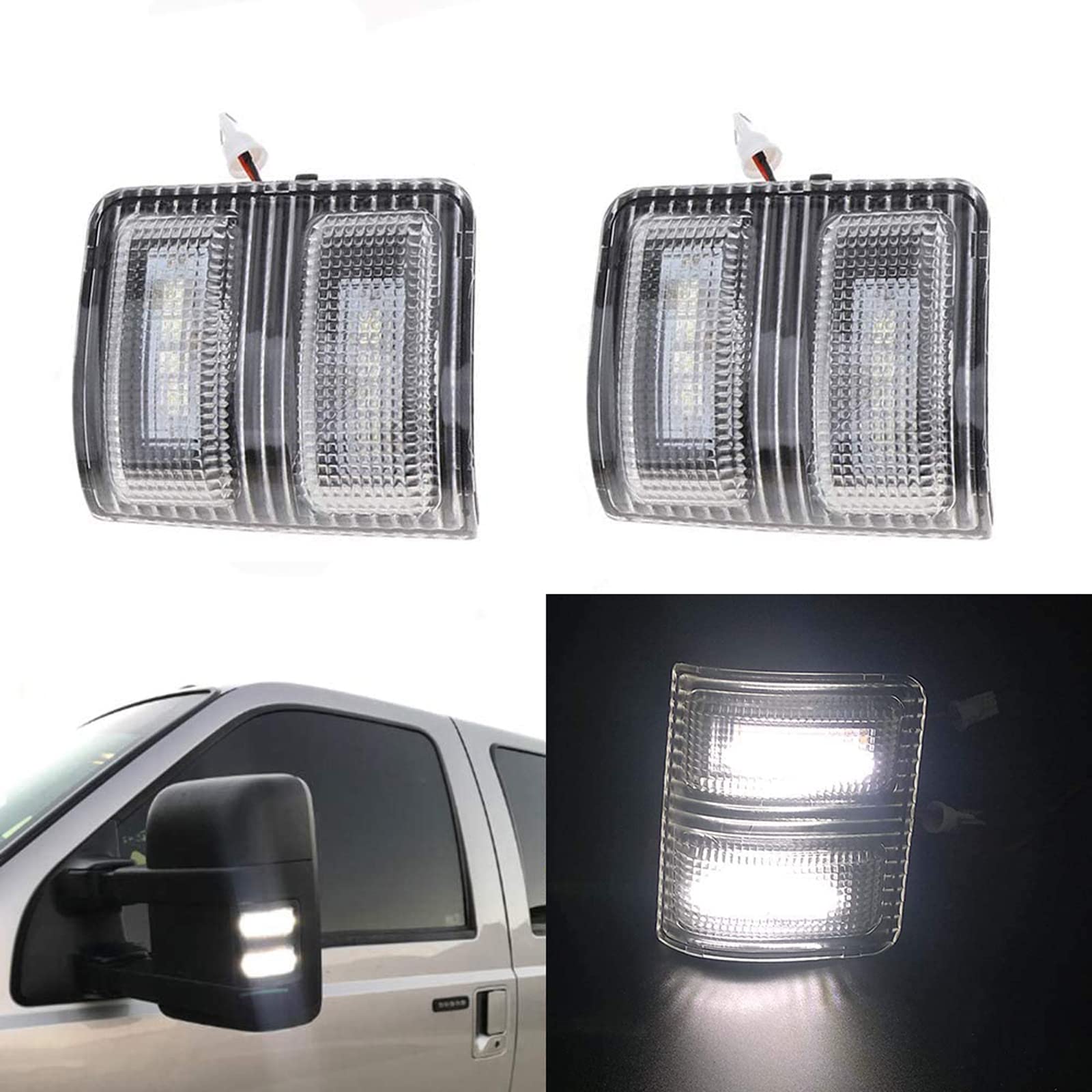csslyzl clear lens white LED driver-side mirror marker light for Ford F-series, improves visibility