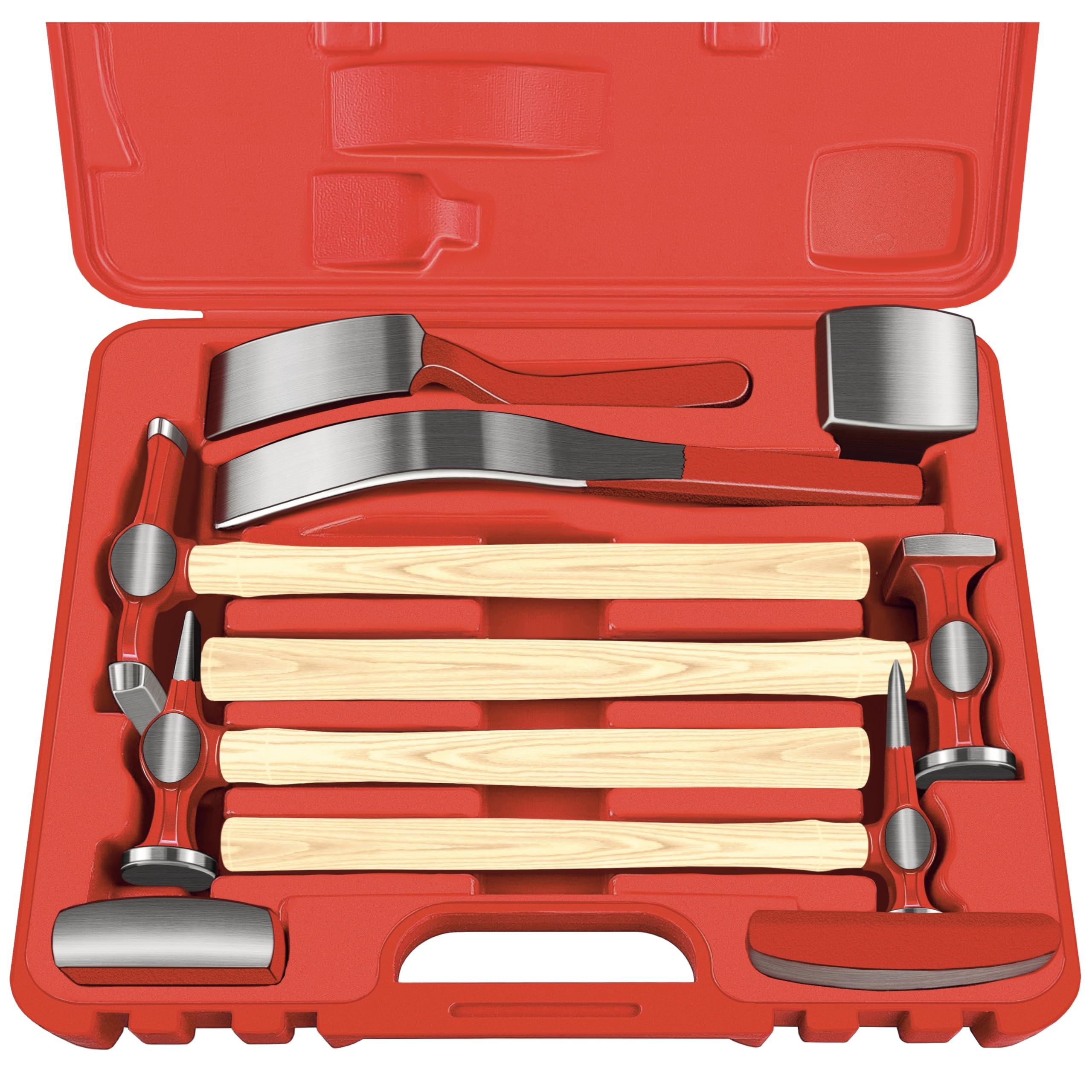 C&T 9-piece set for versatile dent repair on metal panels.
