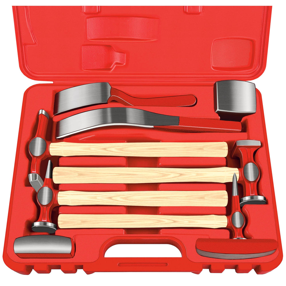 C&T 9-piece set for versatile dent repair on metal panels.