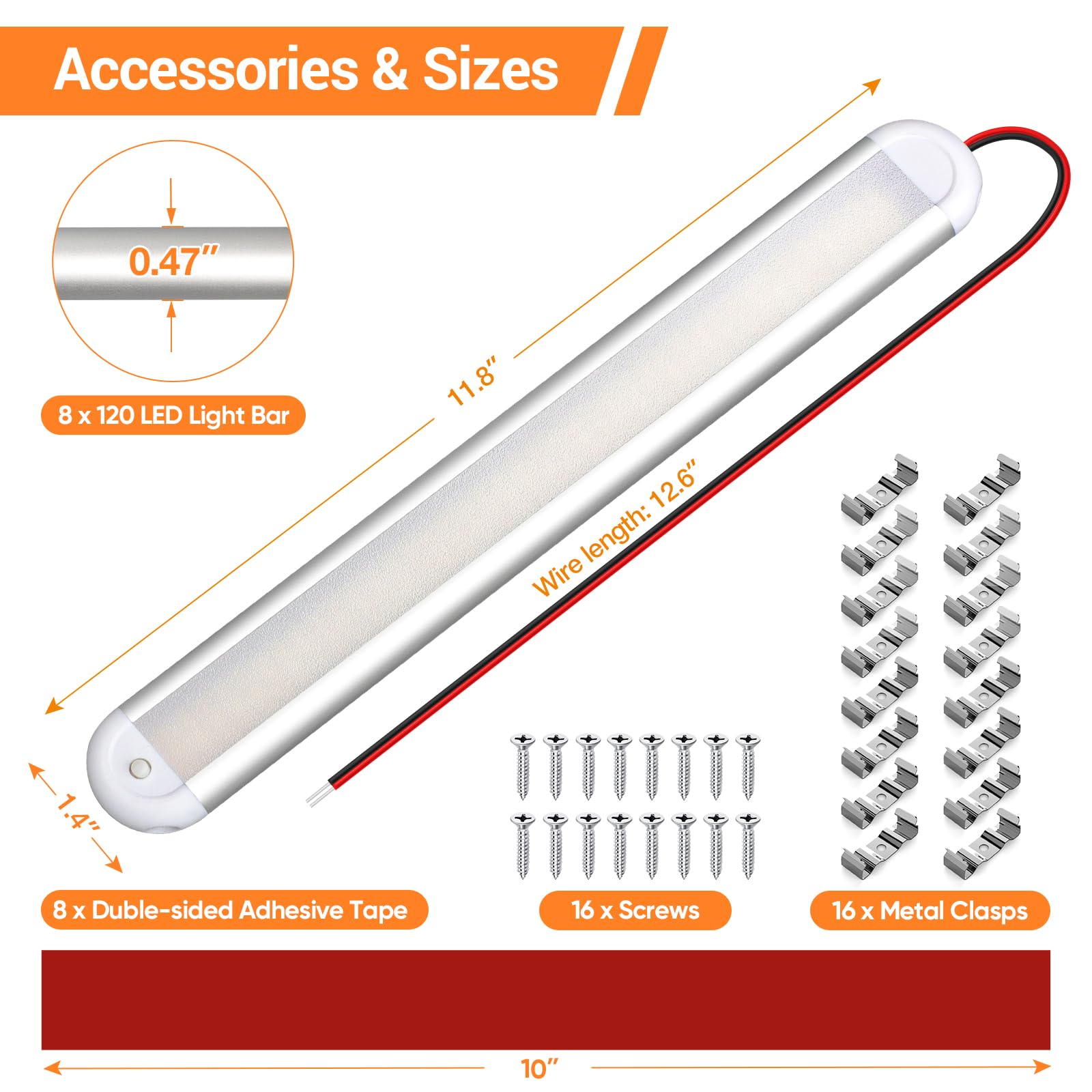 CT CAPETRONIX LED strip with stainless steel clips and screws kit