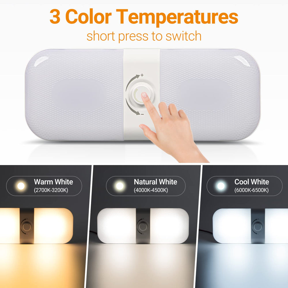 CT CAPETRONIX RV lights three-color switch offers warm to cool ambient lighting.