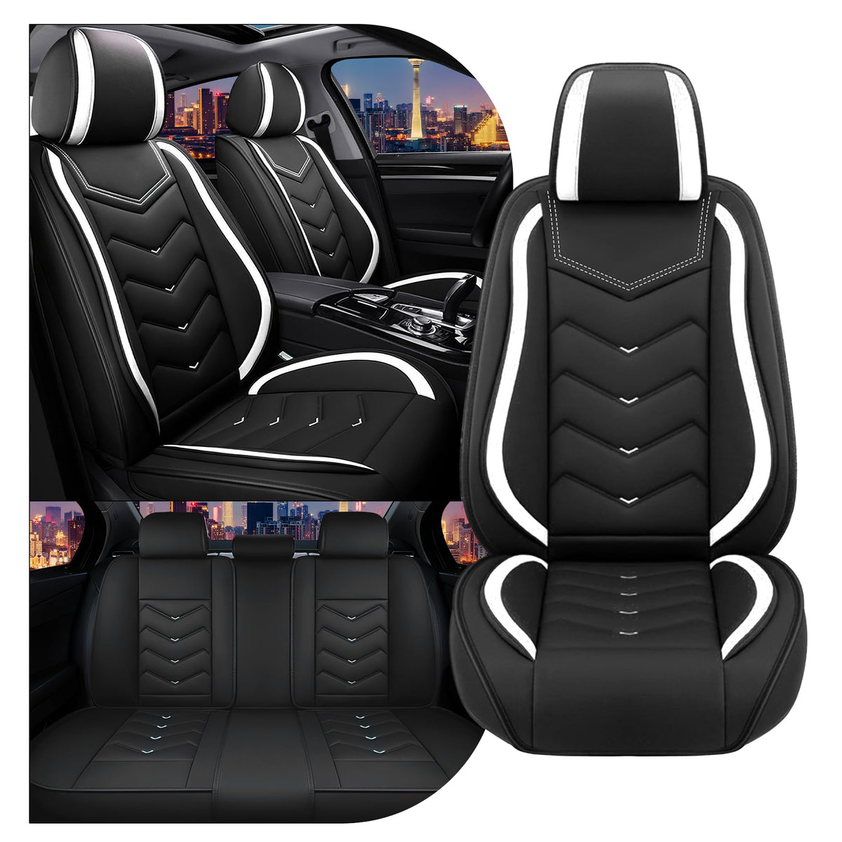 CTDS Civic seat cover front classic in black white protects against wear