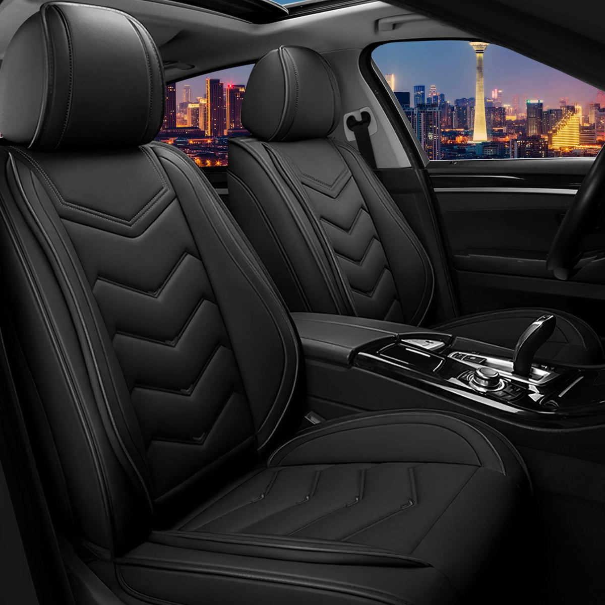 CTDS Civic seat cover front view with premium leather and snug fit