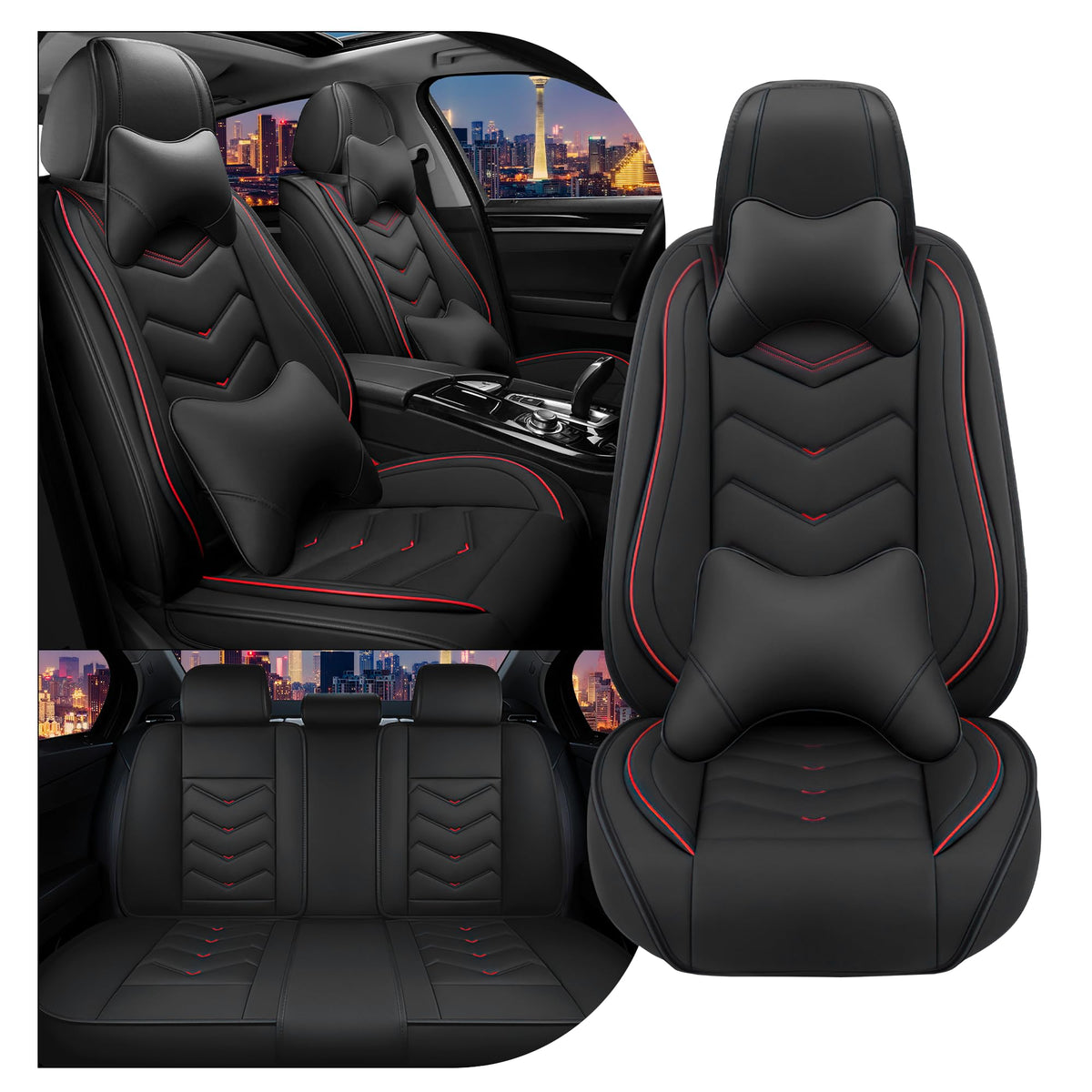 CTDS Honda Civic front seat cover in black leather for durable protection